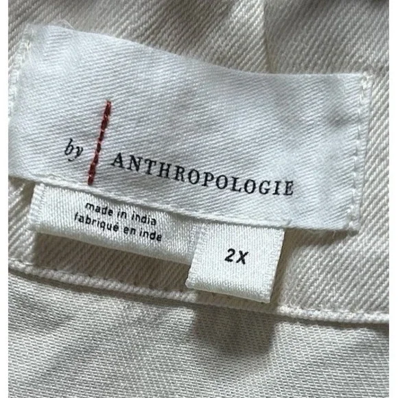 Anthropologie 2X Somerset Mini Dress Ivory Smocked Waist V-Neck - Picture 5 of 5